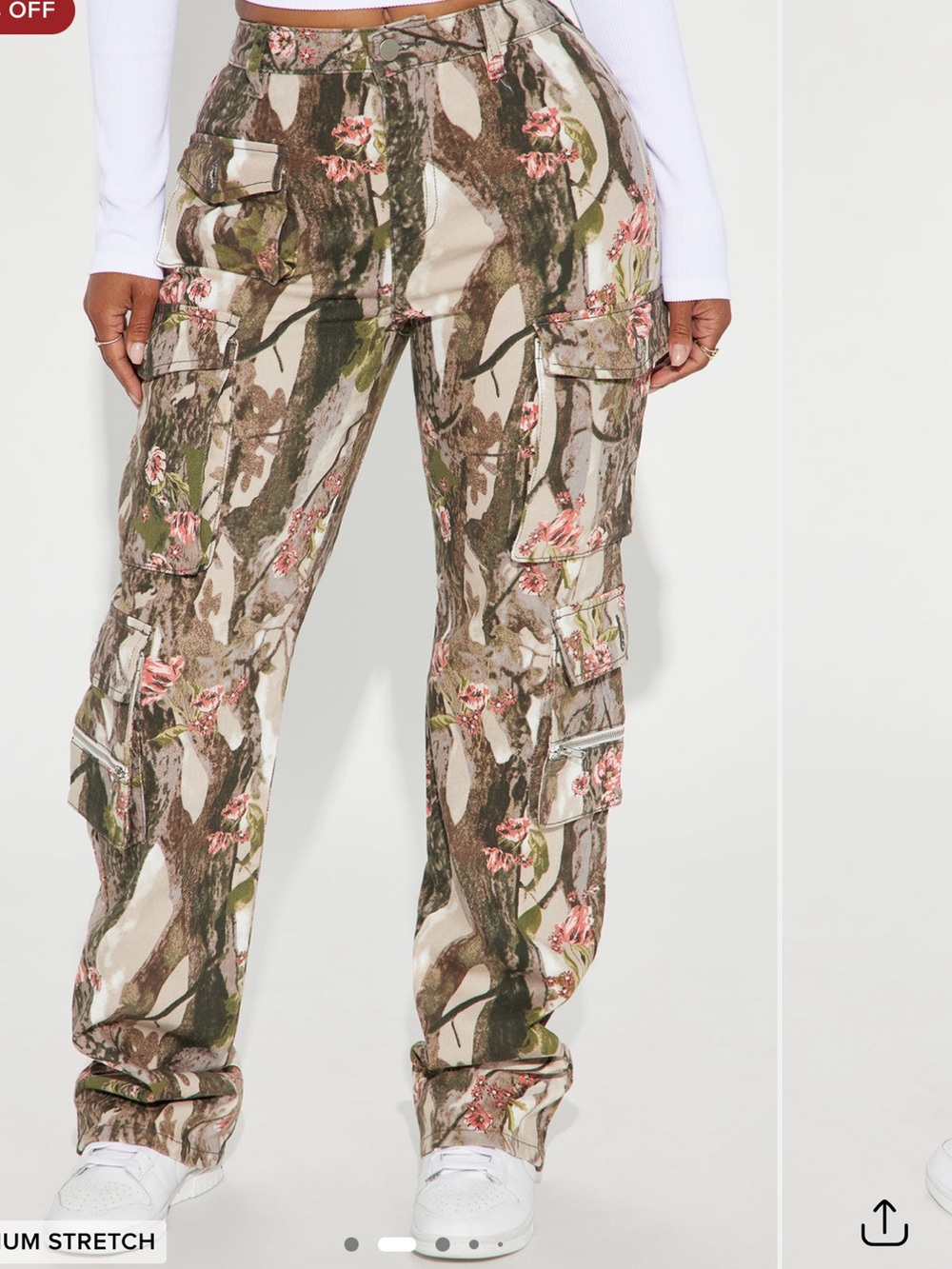 Floral Camo Stretch Cargo Pants - Taupe Combo